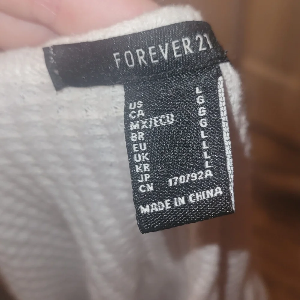 Forever 21 Waffle Texture Crop Cream V-Neck Top